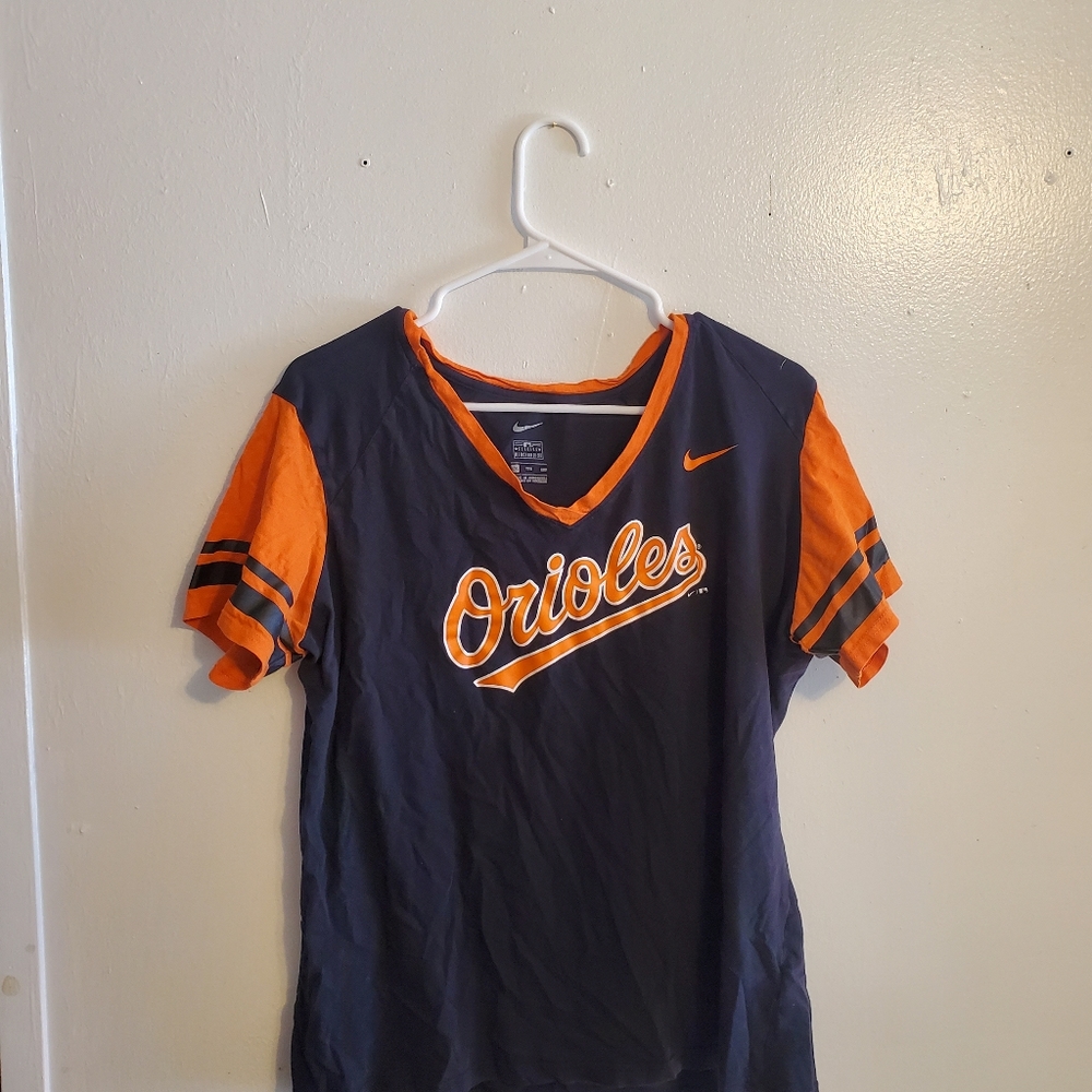 Nike Baltimore Orioles  Black Womens V-Neck T-Shirt Graphic Logo XXL